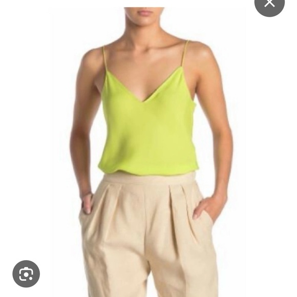 Theory-neon green 100% silk tank top - Picture 1 of 4